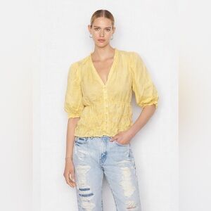FRAME Yellow Balloon Sleeve Blouse | Size Medium